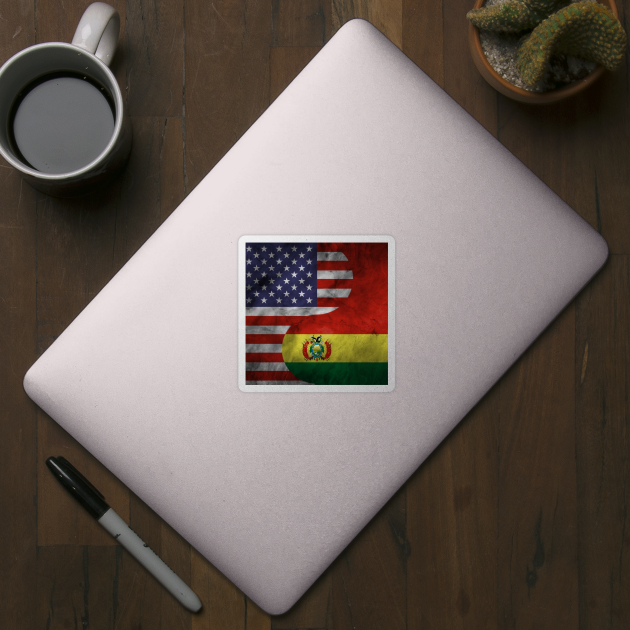 USA and Bolivia Dual Flag Yin Yang Combination by Family Heritage Gifts